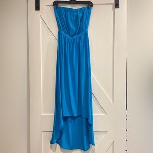 NEW, Strapless, Long -High/Low Aqua Dress, Size Small, Dora Landa